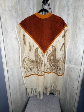 Genuine Suede Leather Western Poncho